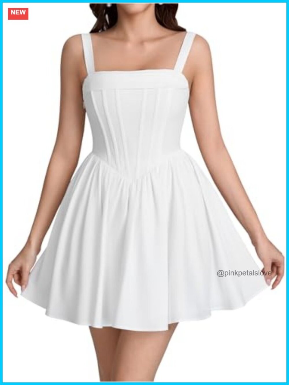 Parthea Summer Corset Floral Mini Dress Square Neck Lace Up Back Flared